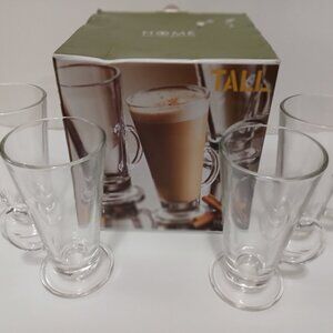 Home Essentials & Beyond Tall Glass Coffee 4 Cup Set